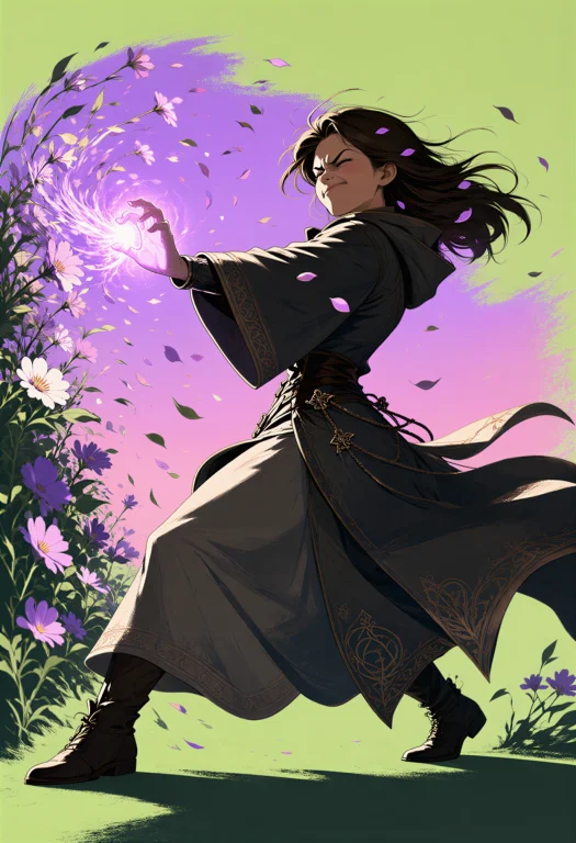 A Dynamic Digital Illustration Of An Woman Mage In A Single...