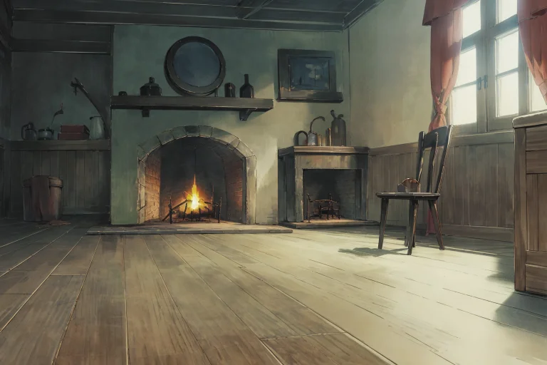 Window, Chair, Wooden Floor, Tree, Dark, Moody, Fireplace Lo...