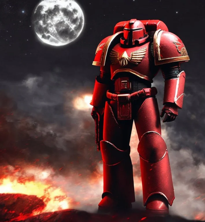 Spacemarine Hypernetspacemarine1, Red Armor, Dark Atmosphere