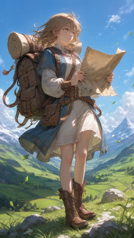 1girl, Solo, Original, General, Bright Eyes, Light Brown Med...