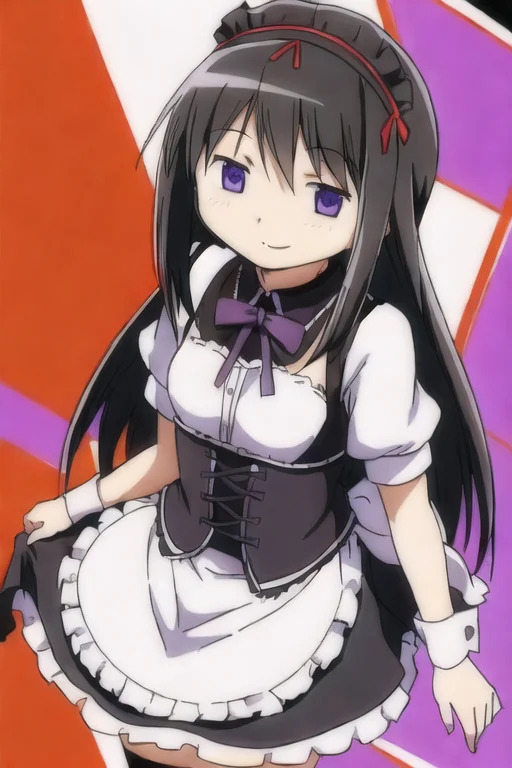 Maidheaddress,smile,maid,skirt, 1girl, Solo, Longhair, Black...