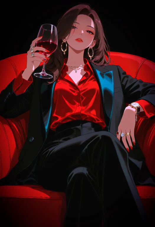 Anime Illustration, Vertical Portrait, Flat Lighting, Front-...