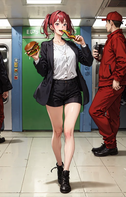 Best Quality, Detailed Background, Girl,eatingburger,subway...