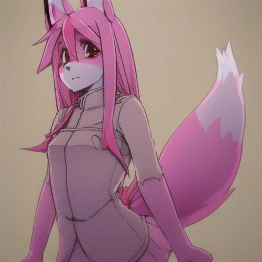 Nazuna Hiwatashi, 1girl, Solo, Pink Hair, Body Fur, Fox Ears...