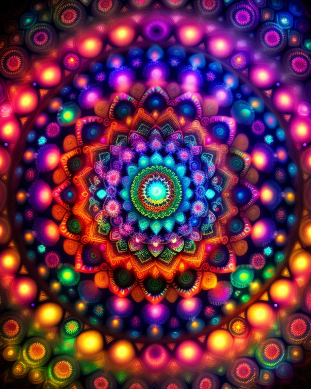 A Mandala With Psicadelic Lights
