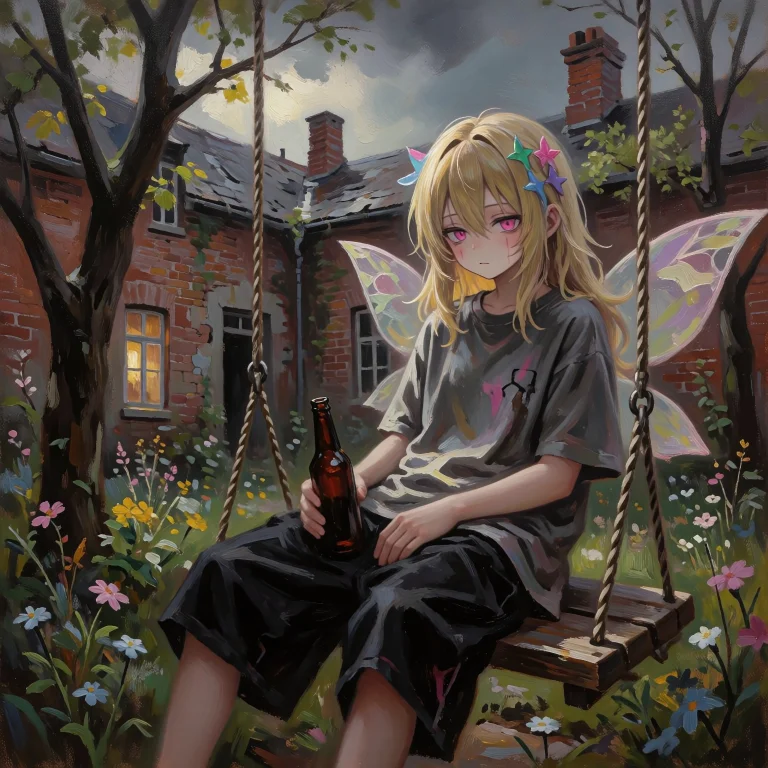 A Detailed Oil Painting Of A Touhou Project Character, Speci...