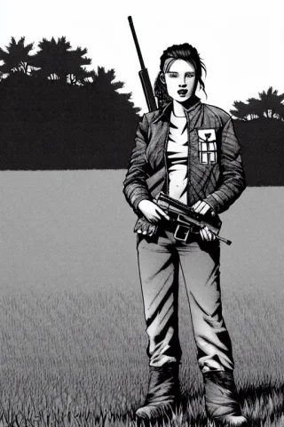 Therpgchargenesafart0.7 1girl In A Jacket And A Shotgun On A... — Stable Diffusion AI Prompt: (TheRPGCharGenEsAFArt:0.7) 1girl in a jacket and a shotgun on a farm