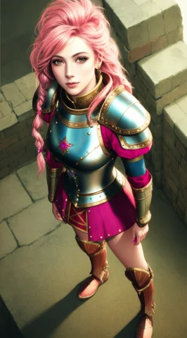 Tiktok Girl, Fromabove1.3 Standing1.2 Pinkhair , Locks , 70s... — Stable Diffusion AI Prompt: tiktok girl, (from_above:1.3) (standing:1.2) pink_hair , locks , 70s era , brown...