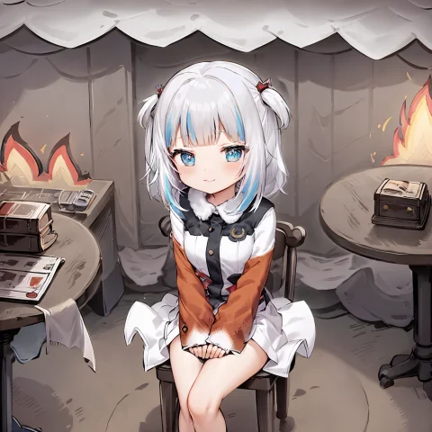 Thisisfine, 1girl, White Hair, Blue Highlights, Blue Eyes, G... — Stable Diffusion AI Prompt: thisisfine, 1girl, white hair, blue highlights, blue eyes, gawr gura, crossed_ar...