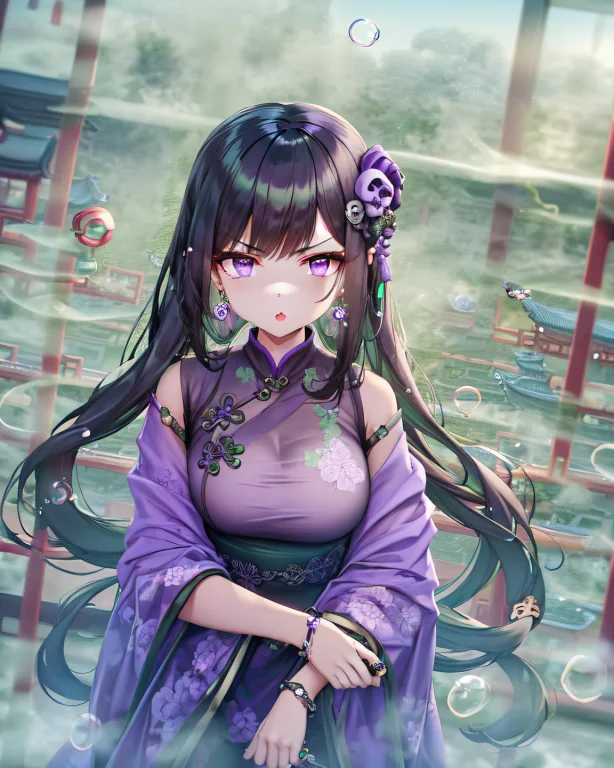 Torino Aqua, Highres, 1girl, Solo, Black Hair, Purple Eyes,...