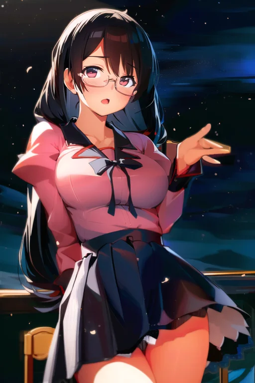 Anime, Tone Mapped1.2, 1girl, Hanekawa Tsubasa, Night, To8co...
