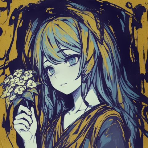 By Affandi1.2, 1girl, Solo, Flowers In Hair — Stable Diffusion AI Prompt: (by affandi:1.2), 1girl, solo, flowers in hair