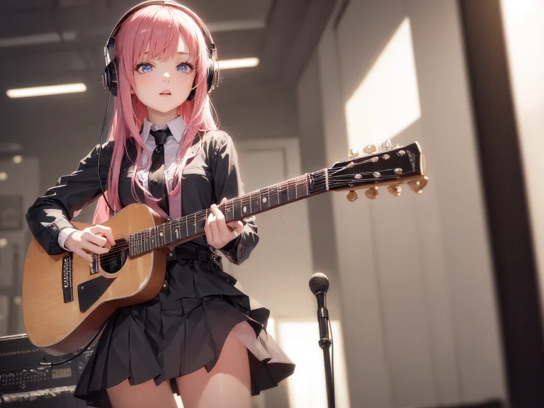 Masterpiece,best Quality, 1girl, Solo, Black Skirt, Blue Eye...