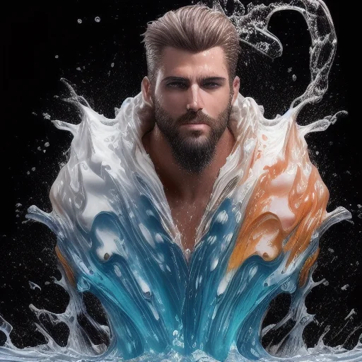 A Handsome Man1.5 Made Of Liquid Splashes, Merging, Melting,...