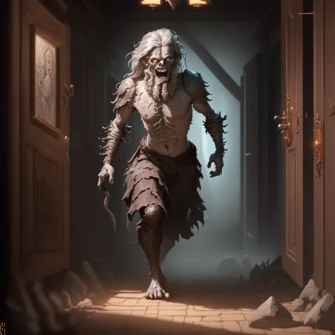 Picture Of A Horrifying Abomination Ghst-3000, Male, Chargin... — Stable Diffusion AI Prompt: picture of a horrifying abomination ghst-3000, (male), charging at viewer down a...