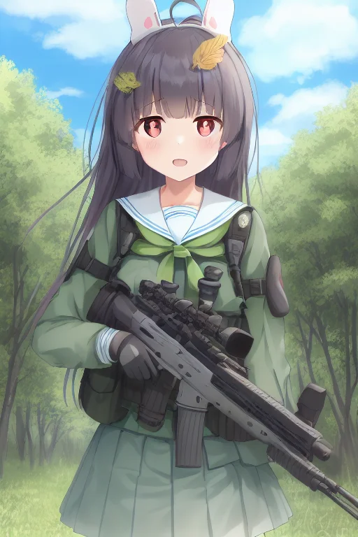 1girl, Kasumizawamiyu, Cloudy, Sniperrifle, Lorakasumizawami...