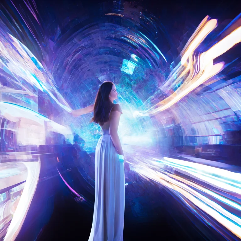 Photo, Pretty Woman Standing A Malfunctioning Teleportation...