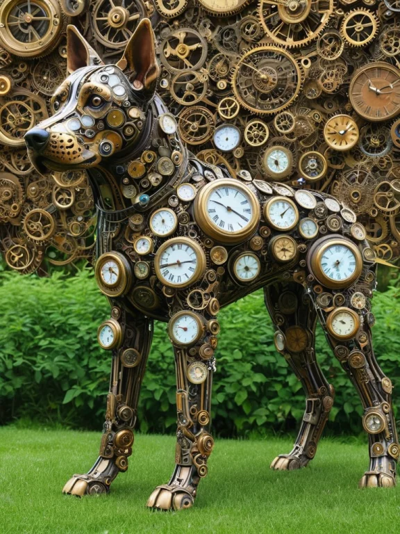 Clockstyle, Loraclockstyle-0000090.5 Dog Made Of Clocks0.9,...