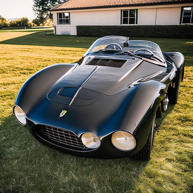 Photo Of A Black Ferrari 250 Testa Rossa, Parked On Grass, B...