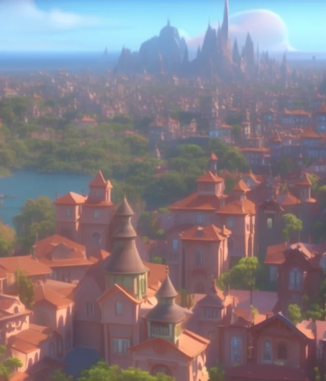 A View Of A City Split In Climate Zones And In Many Biomes,...