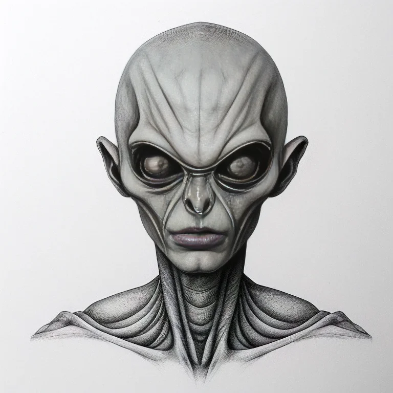 Portrait Of An Alien, Drawing, Detailed Loramonochrome .5 Lo...