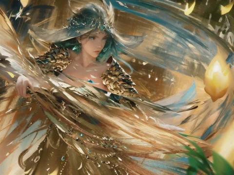 A Sorceress Fighting A Dragon, Looking At Viewer, Highres, S... — Stable Diffusion AI Prompt: a sorceress fighting a dragon, looking at viewer, highres, superb, 8k wallpaper,...