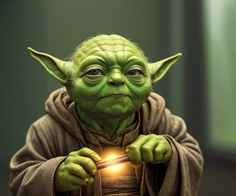 4k, A Low Master Yoda With A Cane, Eye Contact, Malefocus, B...