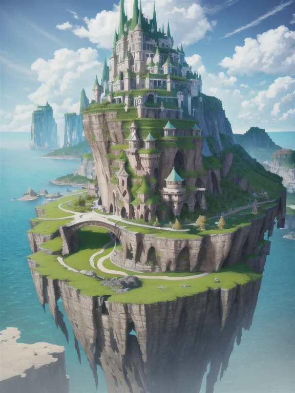A Stunning Wide Angle View Of An Ancient Fantasy Castle Buil...