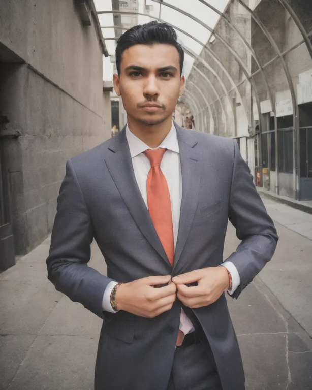 Portrait Color Photograph, Male, Suit, City Street, Dramatic...