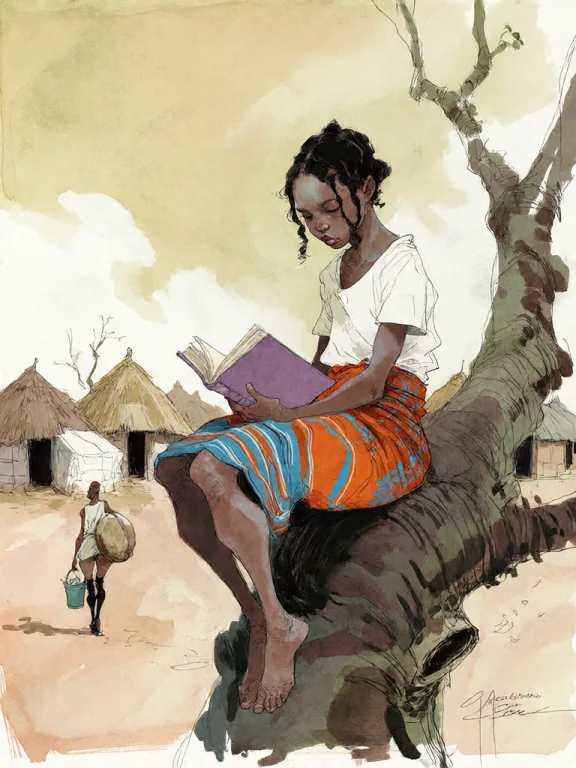 Bradhamel Art Style. A Young Black Girl With Short Braided H...