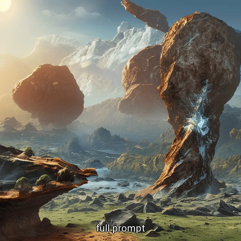 Asteroid Impact, Huge Sun, Rocky Landscape, Paintedlandscape