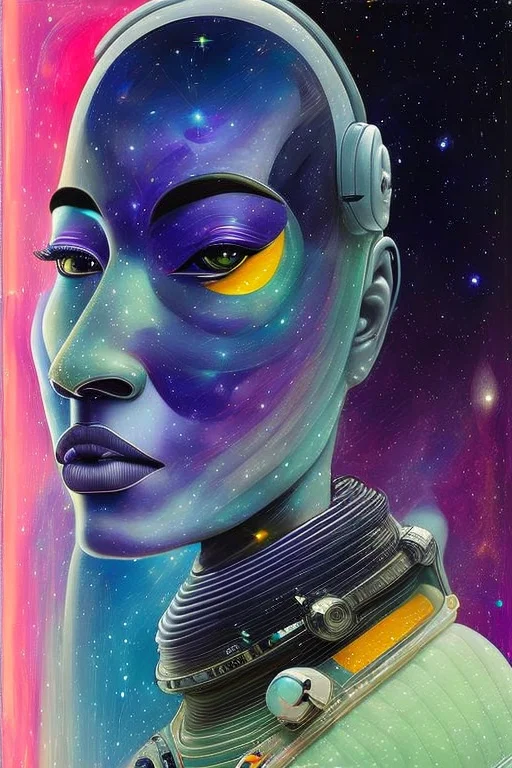 Portrait Of A High-tech Astronaut1.1 Floating In Outer Space...
