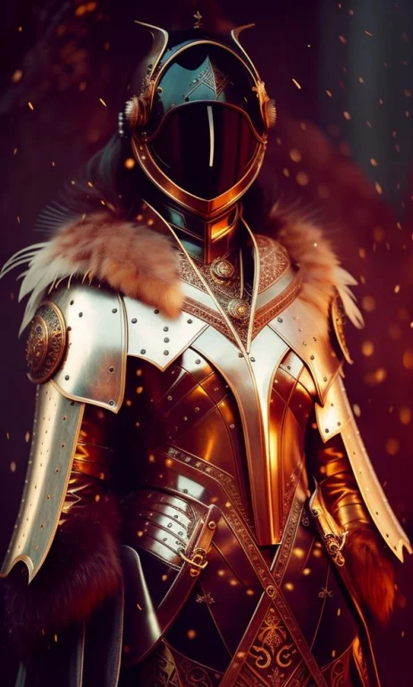 1girl In A Armor And Helmet With A Fur Collar And A Fur Line...