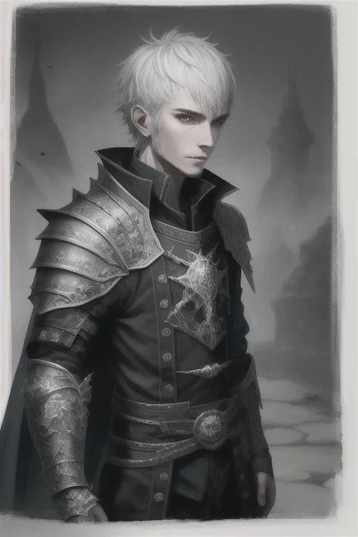 Portrait Of A Human Man, Hexblade Warlock, Black Platemail A...