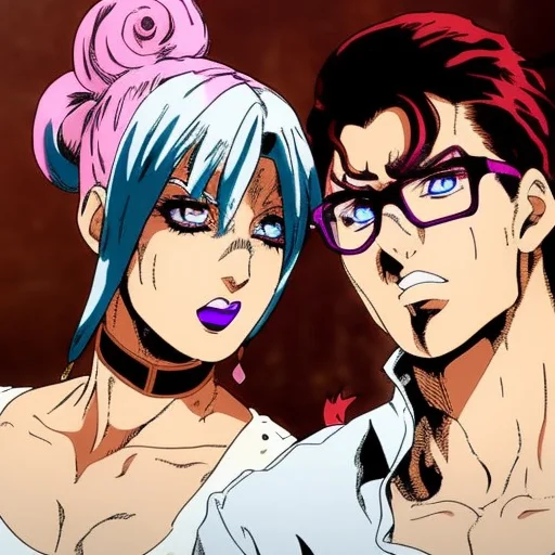 One Man In Glasses , One Woman With Red Hair Not Wearing Gla...