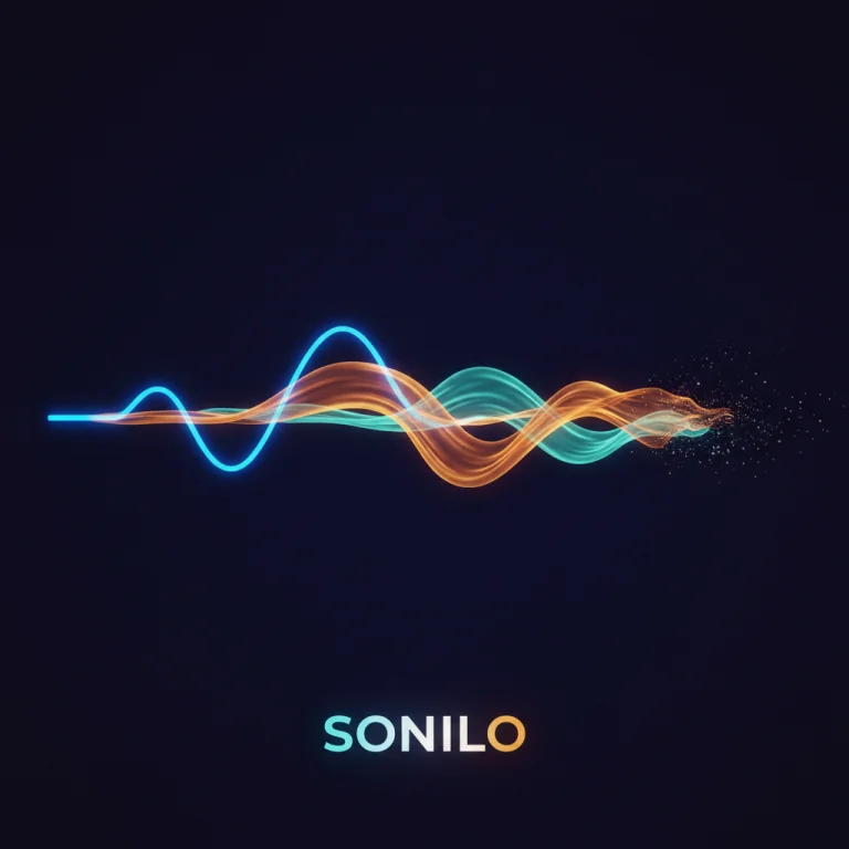 Minimal Album-cover Style Key Art. A Single Glowing Sound Wa...
