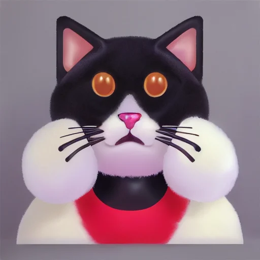 A Cute Fluffy Cat Color, Very Detailed, Clean, High Quality,...