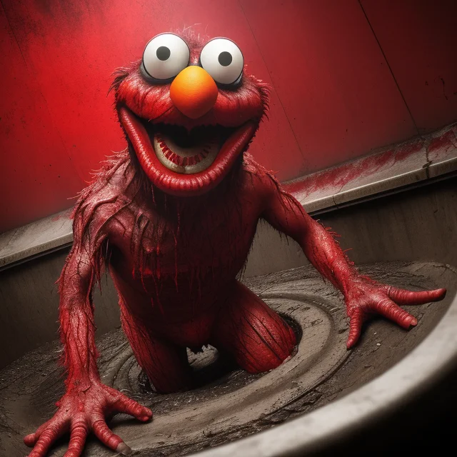 Realistic Elmo In The Sewers, Creepy, Mutated, Bloody, Laugh...