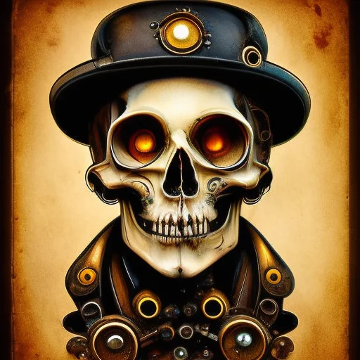 Steampunkai, Skeleton, Skull, Portrait, Steampunk