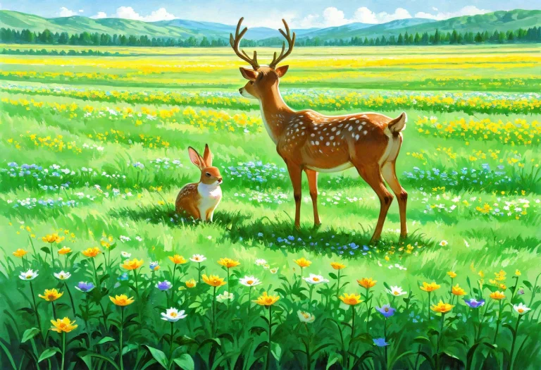 Painterly 1.2, Traditional Media. Outdoors, Daytime, Meadow,...