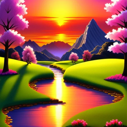 Chibisjstyle1.1 Beautiful And Tender Landscape With Waterfal...