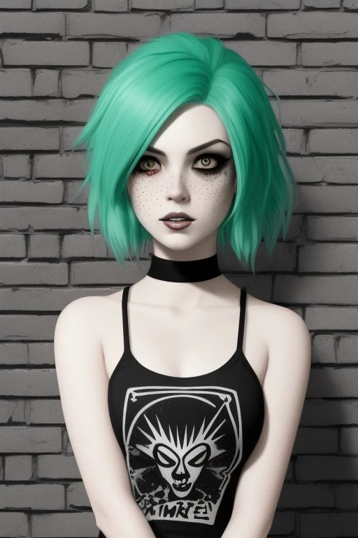 Aniime Style, Highly Detailed Portrait Of Pretty Punk Zombie...