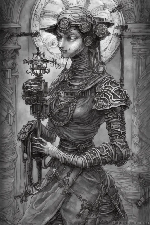 Nghtmre Clockwork Woman, Cogwheel Eyes, Beautiful, Close-up...