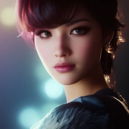 Portrait, Centered, Sexy Cute Brunette Woman, Redshift Style...
