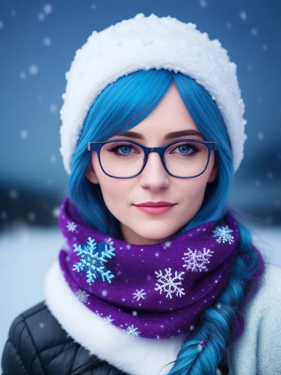 Highly Detailed Portrait Of Woman, Nordic Woman, Snow, Scarf...