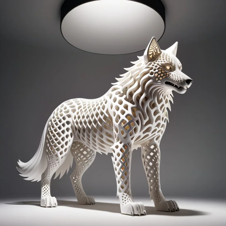 A Majestic Wolf Standing In A Dense, Mystical Forest, Entire...