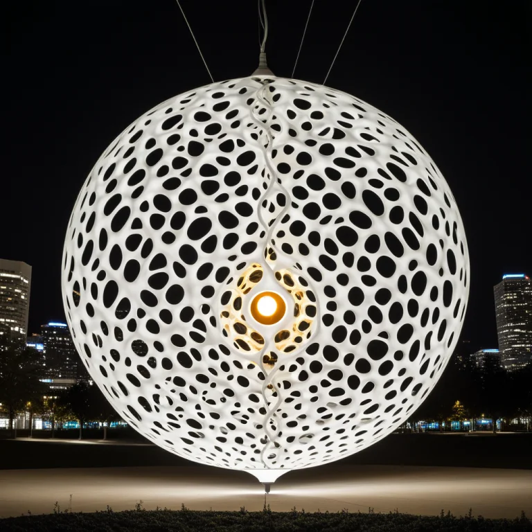 A Giant Gyroid-lattice Sphere Hanging Over A Tiny Gyroid Lan...