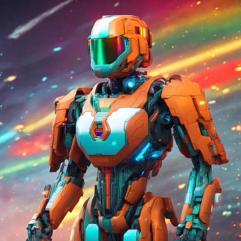 Half Body, Chromatic Rainbow Mecha, Colorful, Futuristic, Cy...