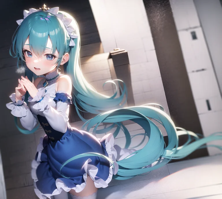 8k, Masterpiece, Best Quality, Solo, 1girl,blue Hair, Hatsun...