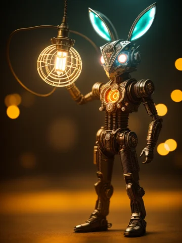 A Creepyrabbit Made Out Of Metal, Cyborg, Cyberpunk Style, C... — Stable Diffusion AI Prompt: a creepyrabbit made out of metal, cyborg, cyberpunk style, clockwork, ((intricat...